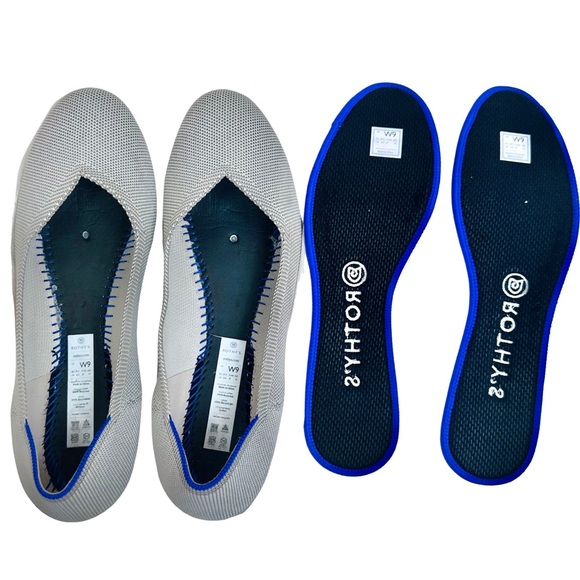 Rothy's Birdseye Round Toe Rare Retired Knit Ballet Flats In Flax Gray Size 9 - Picture 4 of 13